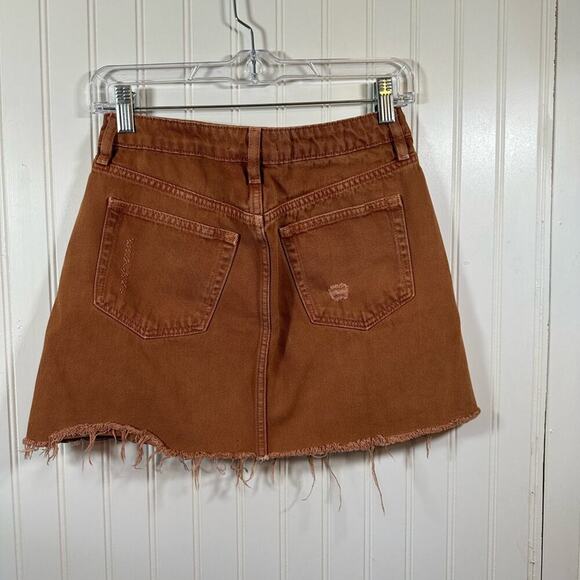 We The Free Burnt Orange/Rust‎ Distressed Jean Shirt Size 26 - Picture 4 of 5